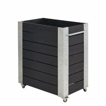 Cubic blomsterkasse m/hjul – 87×50×95 cm – svart